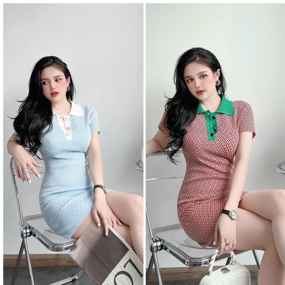 Đầm Body Họa tiết dễ thương thun gân mềm mịn