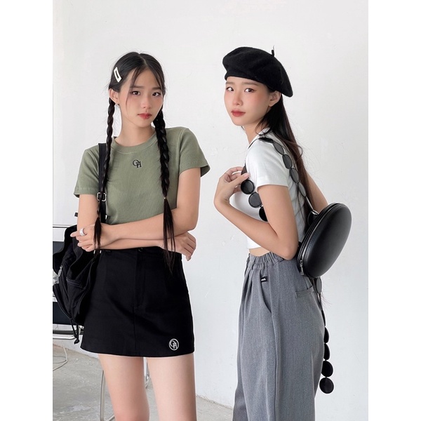 Áo croptop thun gân OHOH