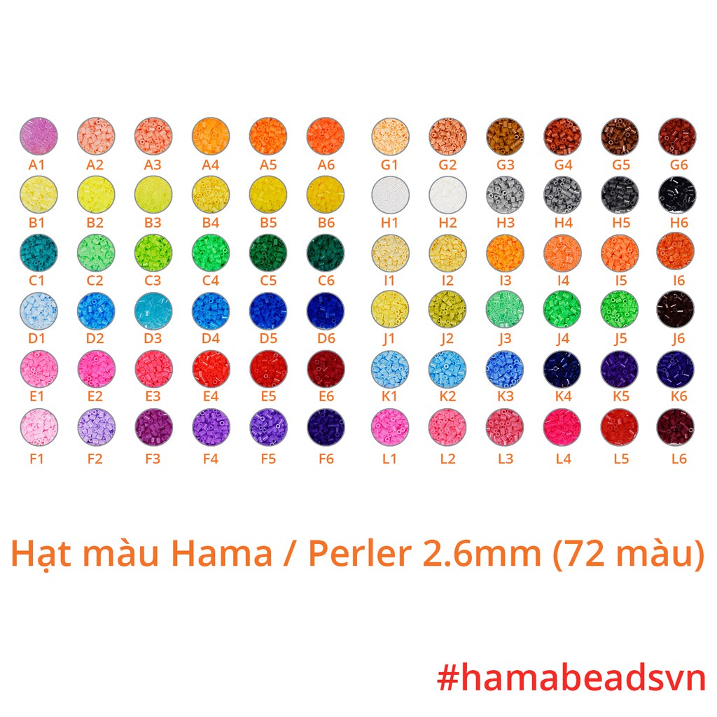 1000 hạt Perler beads, Hama beads, Hạt màu kì thú  - 72 màu