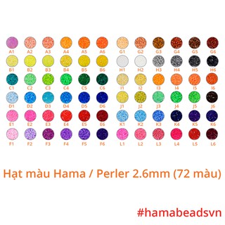 [HÀNG CÓ SẴN] 1000 hạt Perler beads, Hama beads, Hạt màu kì thú (Loại nhỏ 2,6mm) - 72 màu