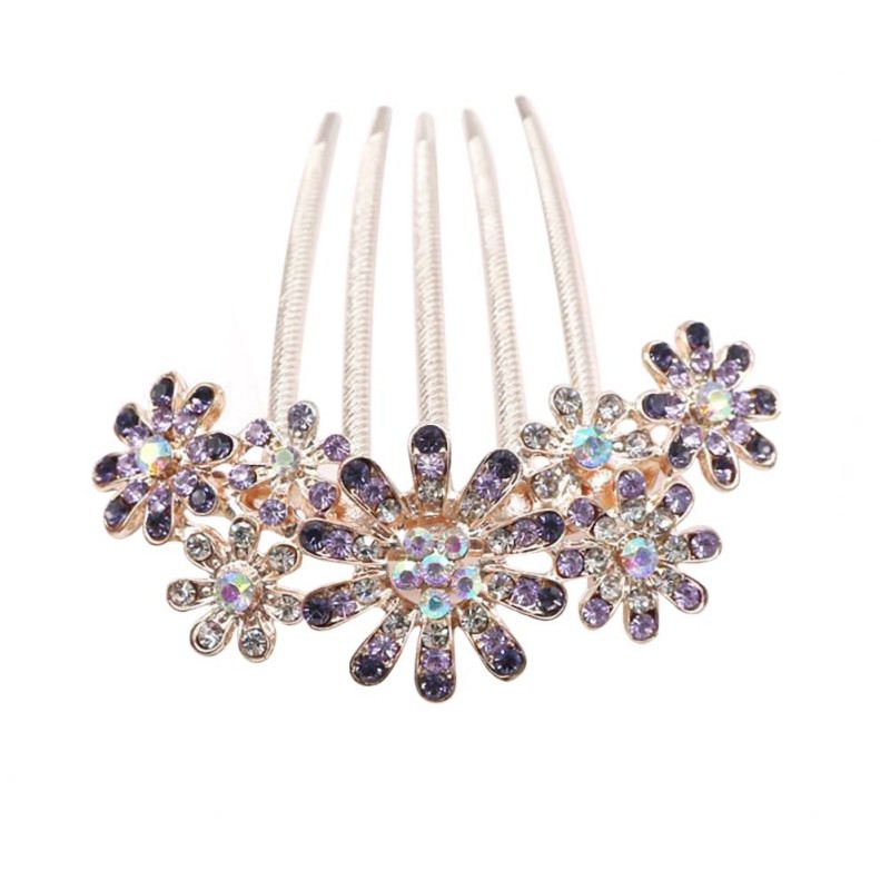 Kẹp tóc kim loại hình hoa đính đá thời trang dành cho nữ