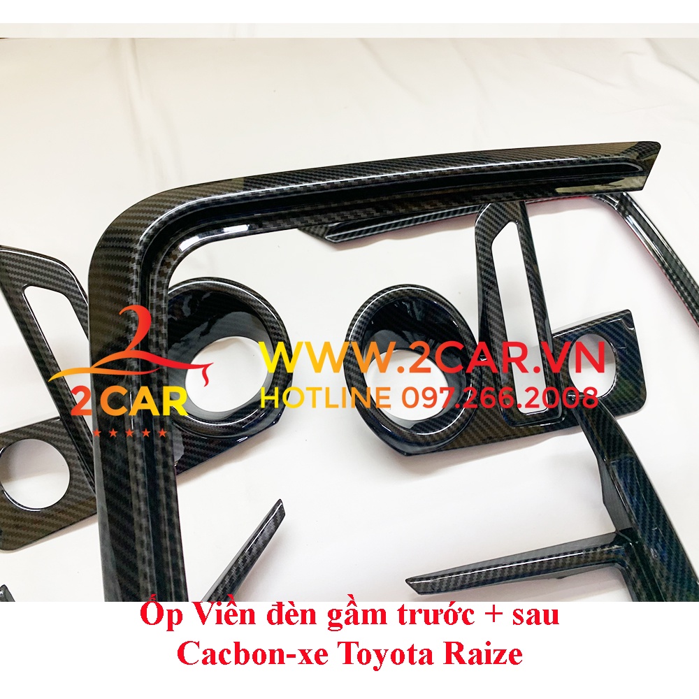 Ốp viền đèn gầm trước, sau CACBON xe Toyota Raize 2021- 2022, Vân Carbon cao cấp