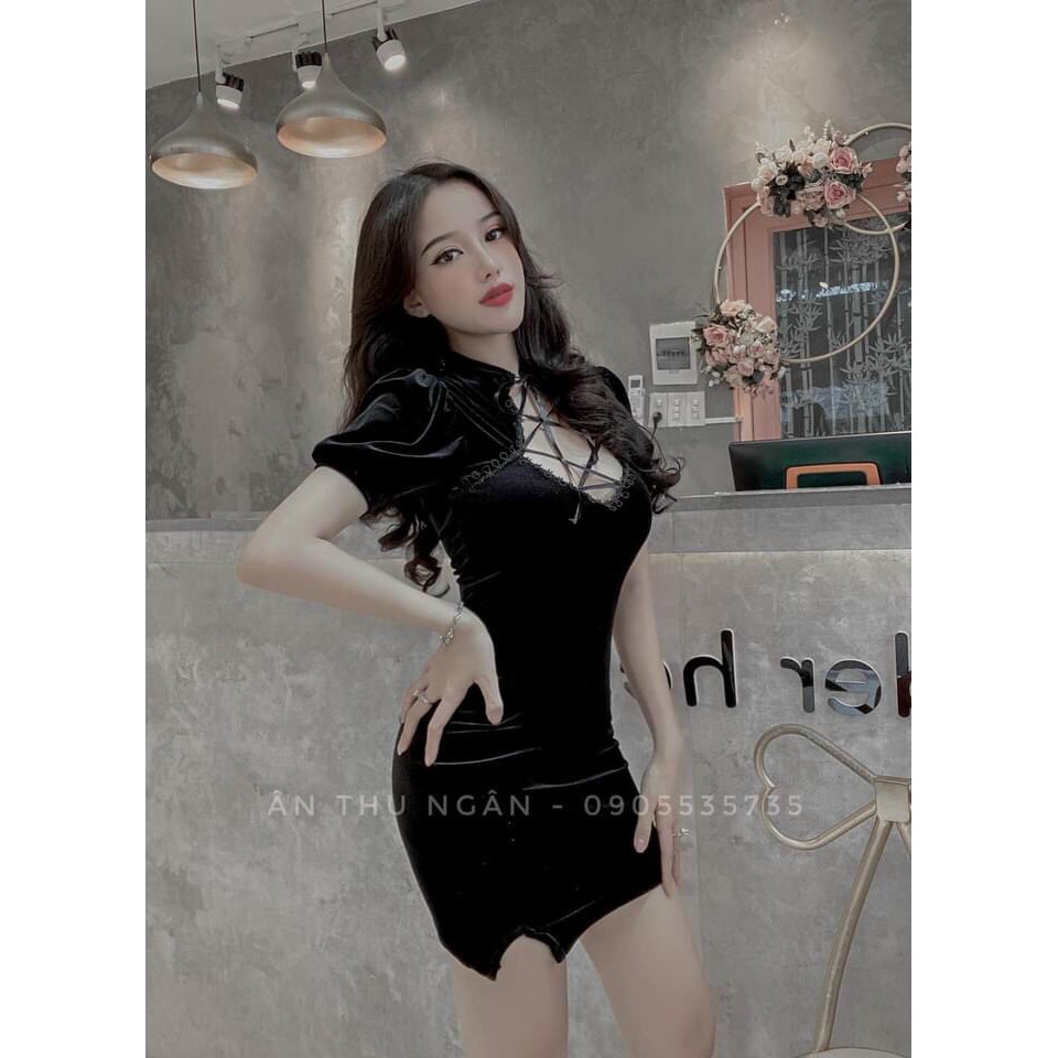 VÁY BODY CỔ TÀU CHẤT LIỆU NHUNG CAO CẤP ĐAN DÂY NGỰC THỜI TRANG NỮ MEDUSA CTN90 | BigBuy360 - bigbuy360.vn