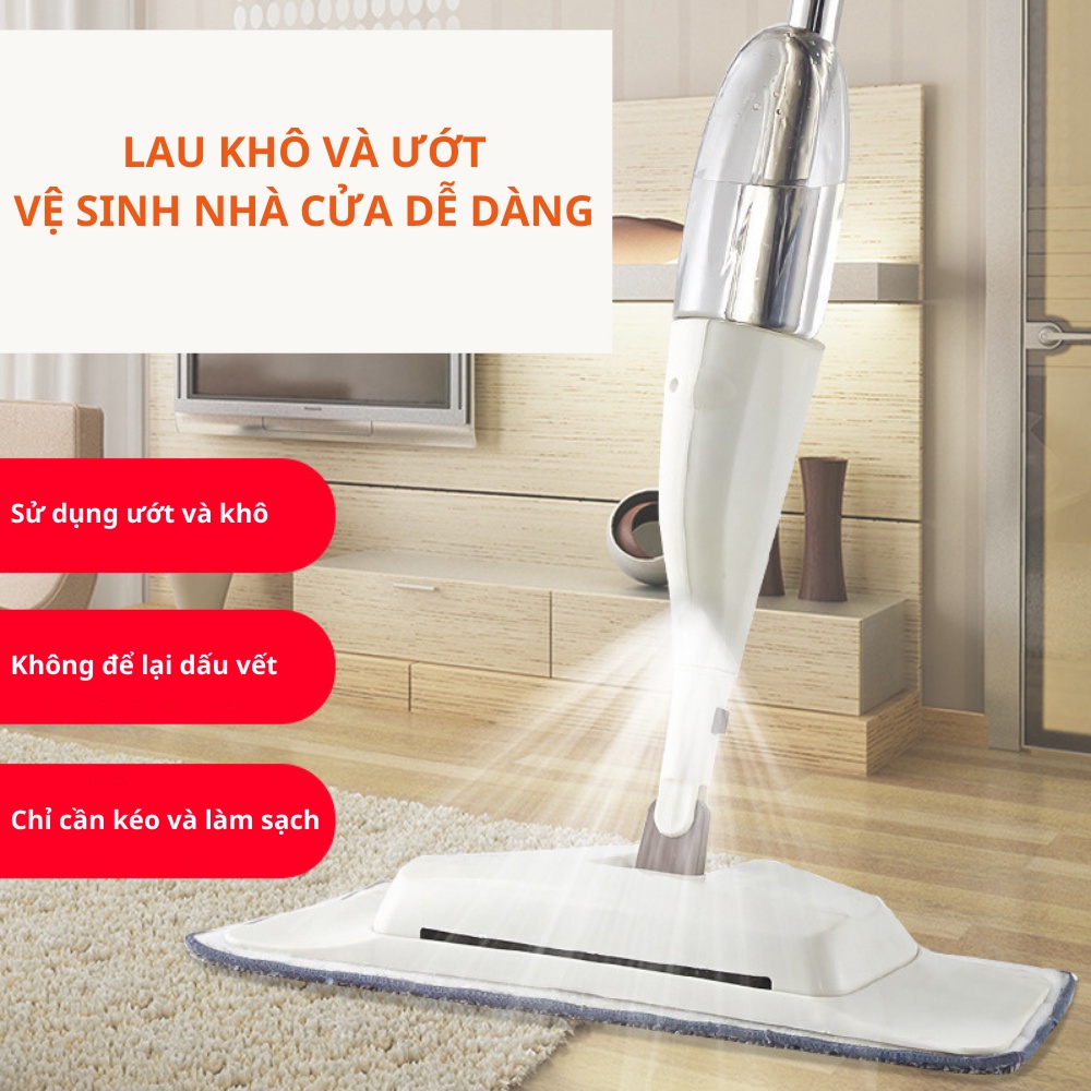 Chổi Lau Nhà Phun Sương Xoay 360 , Cây Lau Nhà Tự Vắt Thông Minh Phun Sương 88326