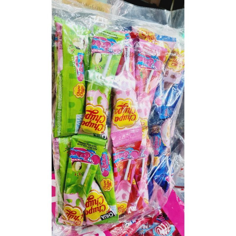 Bịch Kẹo Mút 30 Chiếc 3 Vị Dâu, Cola, Táo Chua, Nho Có Gum Thổi