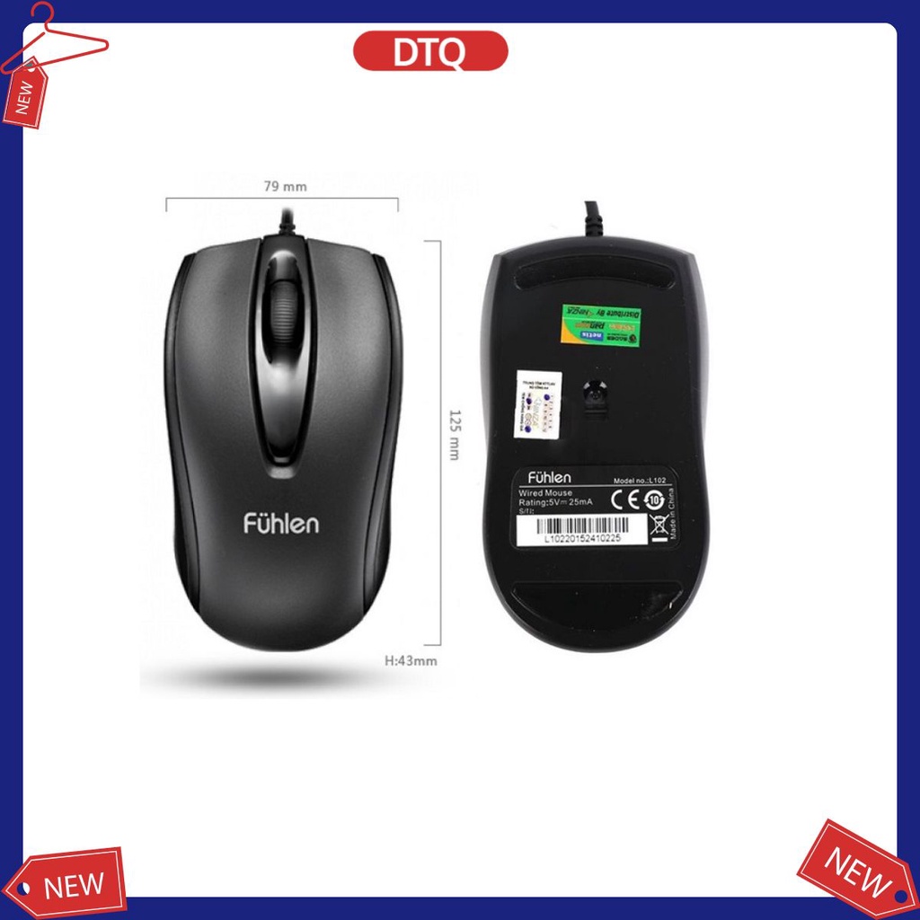 Chuột máy tính có dây Fuhlen L102 - Chuột USB bảo hành đổi mới trong 6 tháng