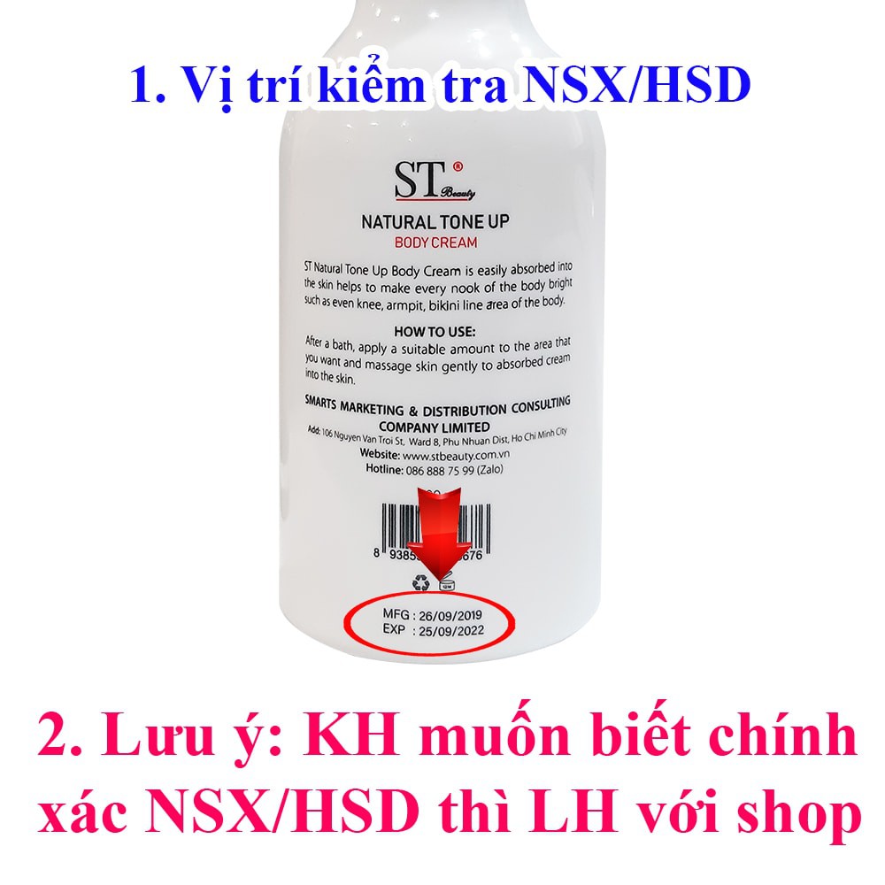 St Beauty Kem dưỡng thể body - nâng tông da trắng tự nhiên và chống nắng 200g