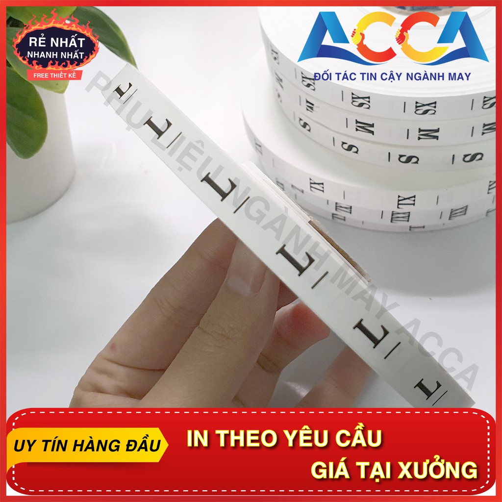 [GIÁ SỐC]_CUỘN MÁC VẢI GIẤY IN SIZE CHỮ 100M_ SIZE TỪ XS-3XL 1-20_XƯỞNG IN NHÃN MÁC ACCA _ IN NHÃN MÁC QUẦN ÁO