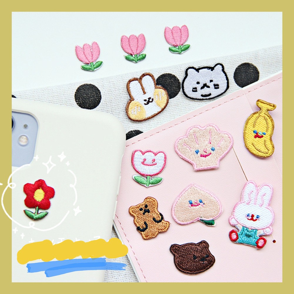 Sticker Vải Mini, Miếng Mếch Dán Trang Trí Quần Áo Đồ Dùng Hoạt Hình Đồ Ăn
