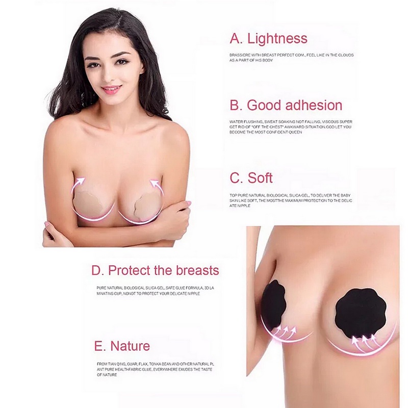【Hàng sẵn sàng】 Có thể tái sử dụng Vô hình tự dính Silicone Ngực Ngực Núm vú Núm vú Áo ngực Pasties Pad Petal Mat Phụ kiện cho phụ nữ