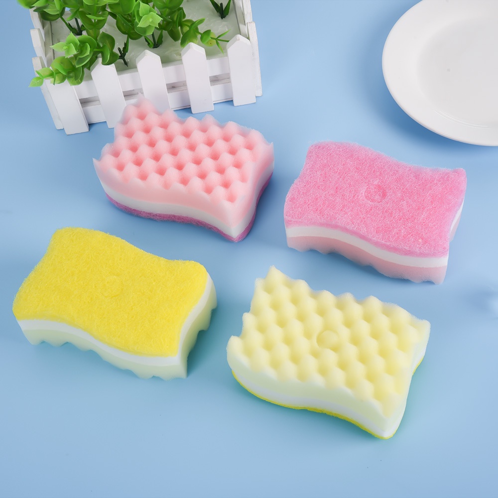 Set 4 Miếng Xốp Rửa Chén Hai Mặt Hình Chữ S Đa Năng Tiện Dụng Cho Nhà Bếp