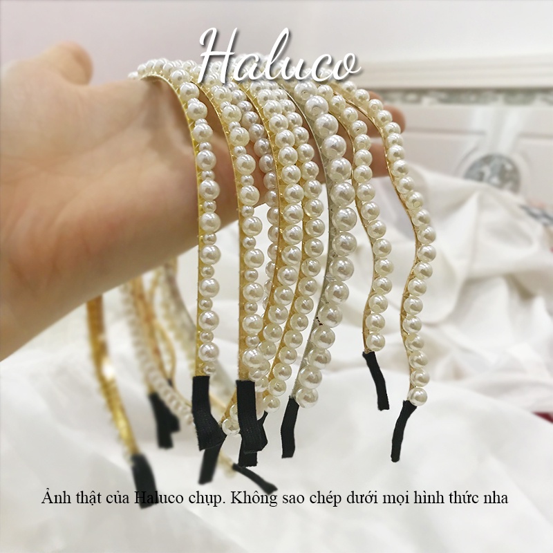 Bờm ngọc trai nhân tạo Băng đô đính đá cài tóc rửa mặt phong cách Hàn Quốc Haluco.accessories BT03