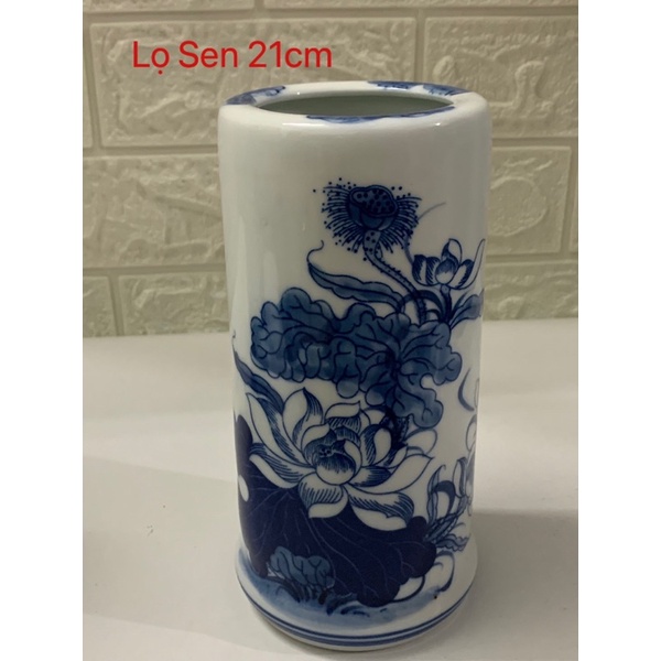 Lọ Cắm Hương Bát Tràng Hoạ Tiết Hoa Sen Men Đep