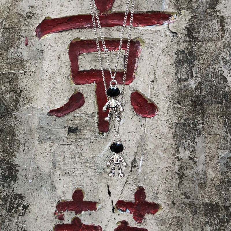 Dây Chuyền Bằng Thép Titan Thời Trang 1239500Dây Chuyền Mặt Phi Hành Gia Phong Cách Hiphop Hàn Quốc