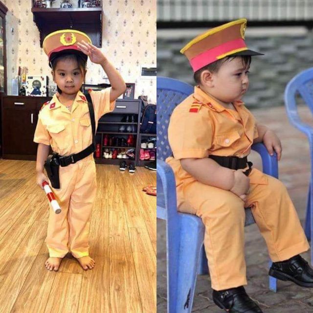 Bộ Quần Áo Cảnh Sát Giao Thông Cho Bé Gái - đầy đủ phụ kiênn