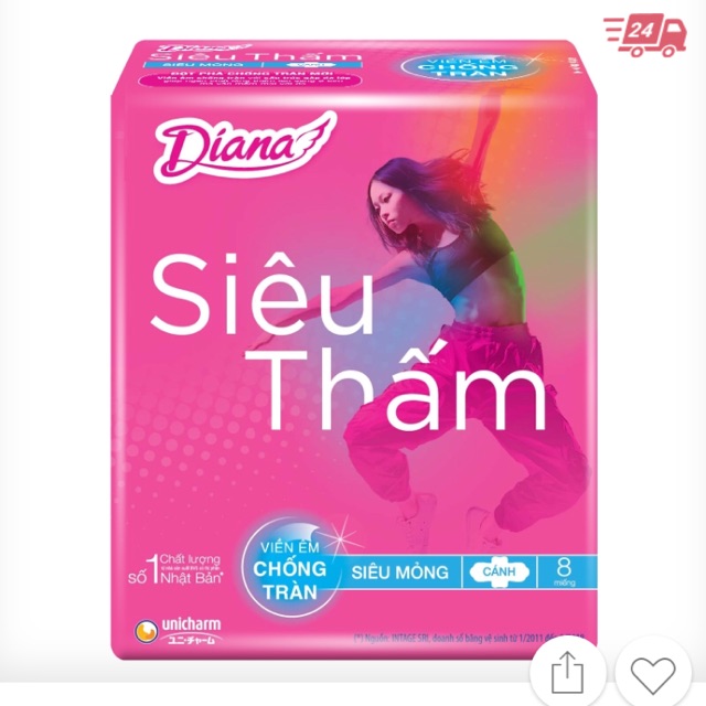 Combo 6 gói Băng Vệ Sinh Diana Mỏng Có Cánh
