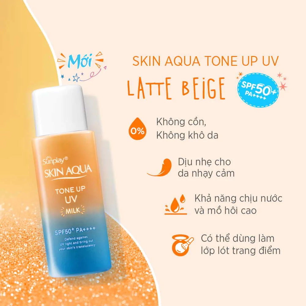 Sữa Chống Nắng Sunplay Skin Aqua Hiệu Chỉnh Sắc Da Tone Up UV Milk Latte Beige SPF50+ PA++++ 50g