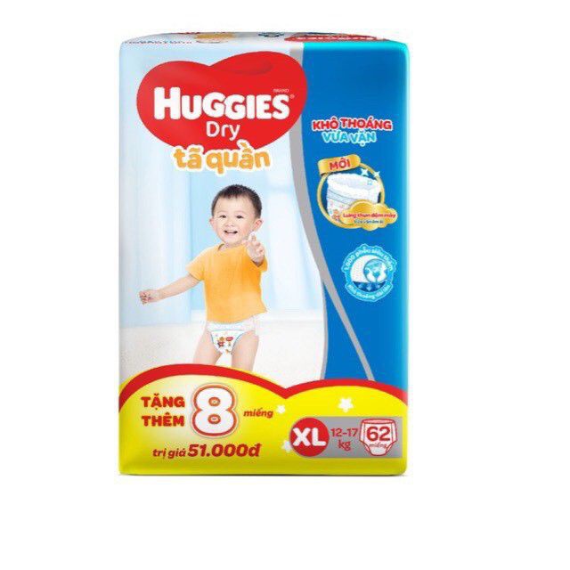 Bỉm Quần Huggies M74+8/L68+8/Xl62+8/XXl56+8 Mẫu Mới