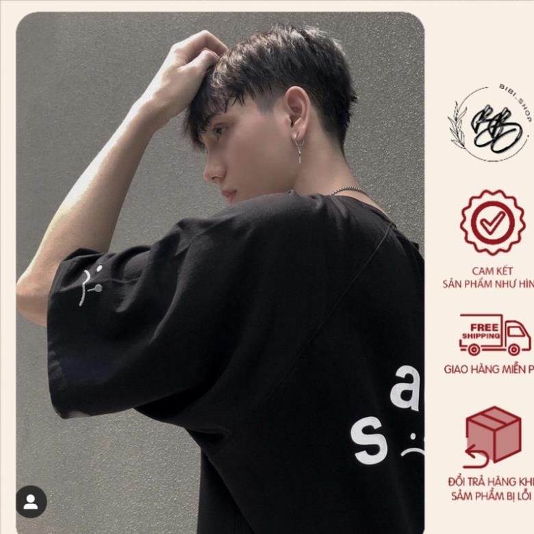 Áo thun tay lỡ Sadboiz mặt buồn unisex form rộng vải cotton co dãn - áo thun nam nữ freestyle Bibi Shop !