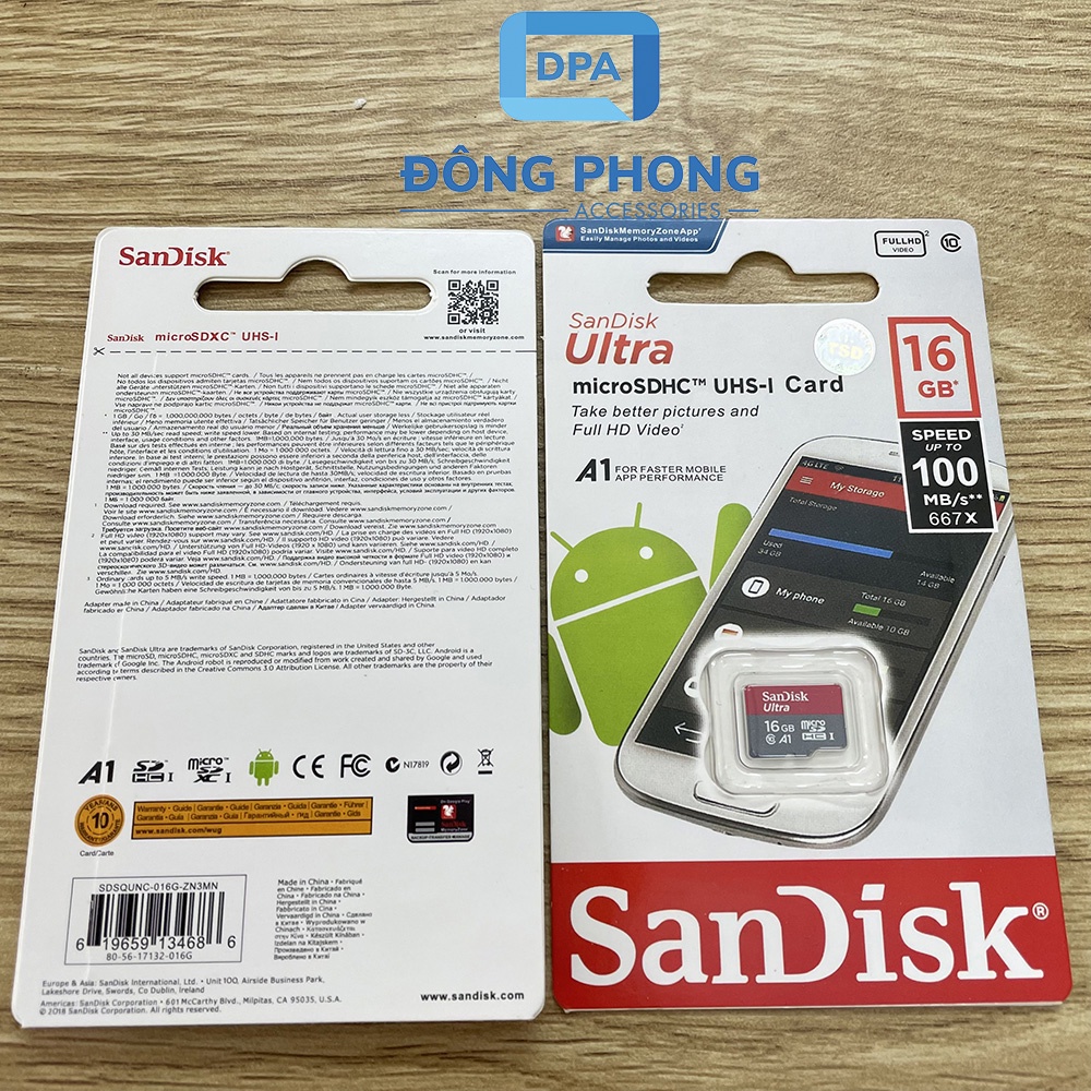 Thẻ Nhớ SanDisk Ultra 16GB 100MB/s MicroSDXC UHS-I A1 Chính Hãng