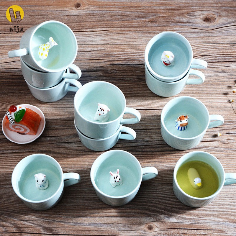 Cốc gốm uống trà/cà phê phối hình động vật hoạt họa 3d dành cho nam và nữ