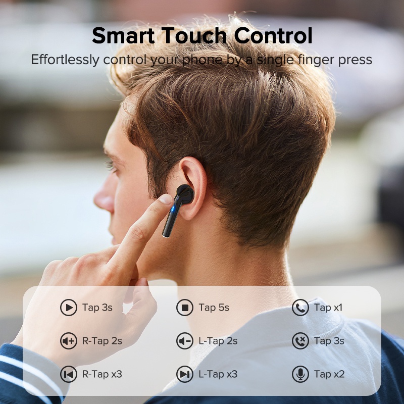 Tai nghe nhét tai không dây QOOVI TWS bluetooth âm thanh nổi HD tích hợp mi cờ rô điều khiển cảm ứng