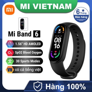 Vòng tay theo dõi sức khoẻ Xiaomi Mi Band 6 Quốc tế Theo dõi nồng độ Oxy trong máu SPO2 Đồng Hồ Mi B thumbnail