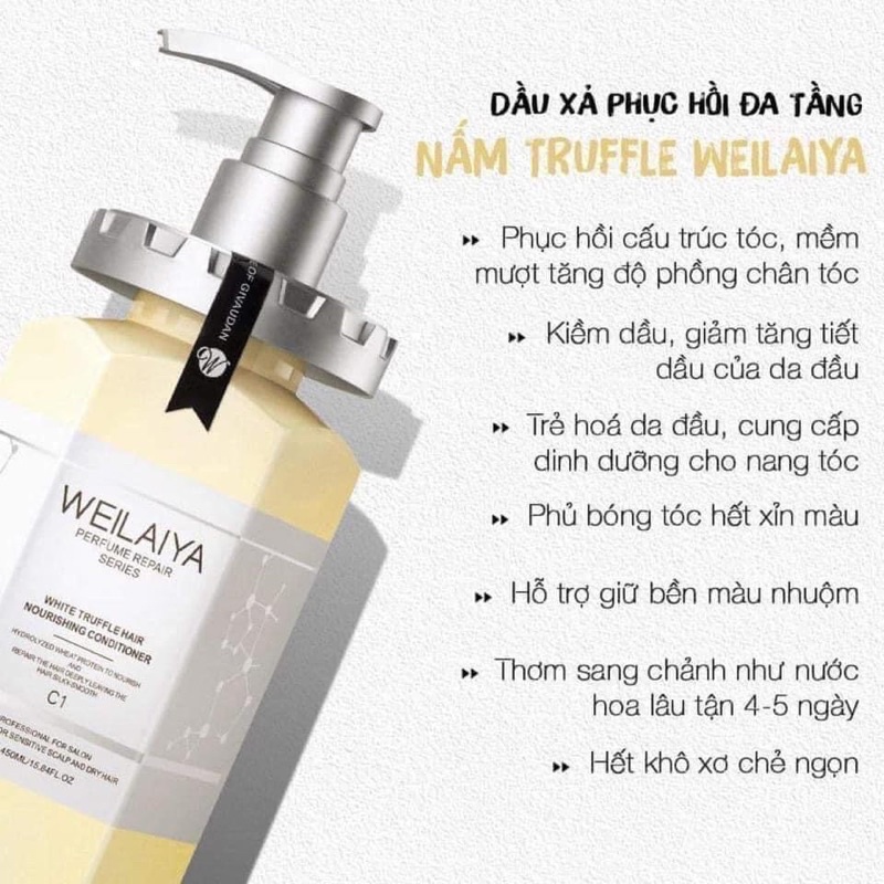 Cặp dầu gội và dầu xả Weilaiya Truffle phục hồi đa tầng nấm