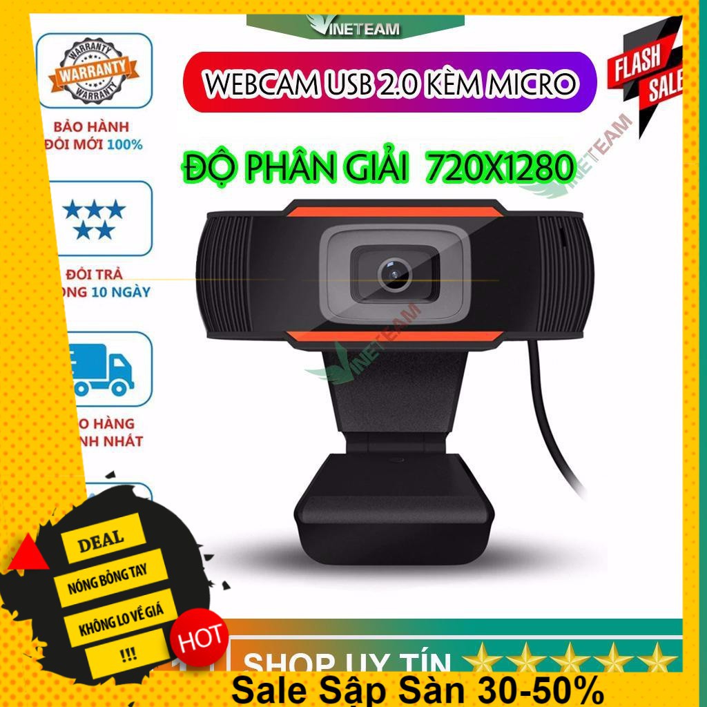 Webcam HD 720p kẹp màn hình - Thu hình cho máy tính, pc, TV, để bàn - dạy học trực tuyến- học online VINETTEAM- dc4062 | BigBuy360 - bigbuy360.vn