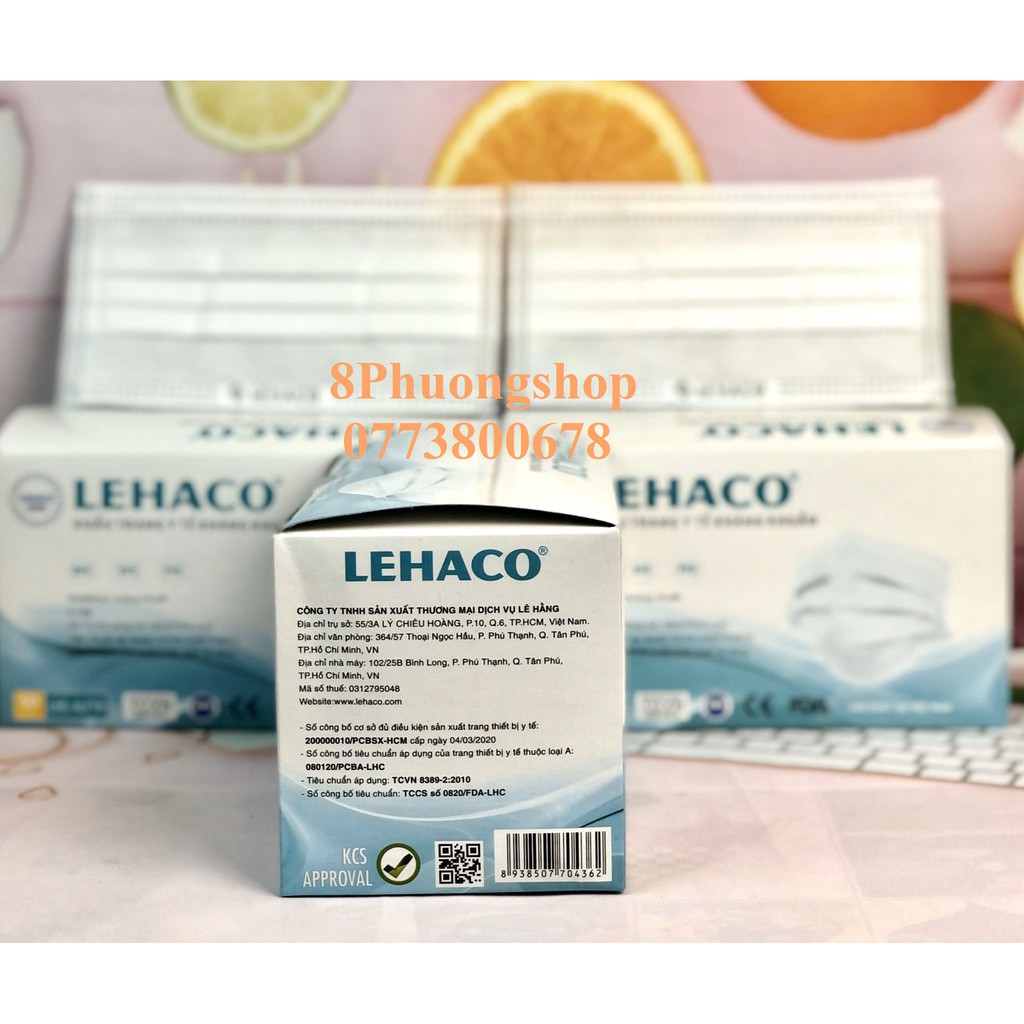 Khẩu trang Lehaco 4 lớp Màu Trắng Kháng Khuẩn 50 cái/ hộp - Khẩu trang y tế Lehaco