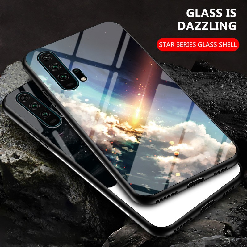 Starry Sky Phone Case Honor 20 Pro 10 lite 9 lite Play 3 Hard Tempered Glass Cover Shockproof