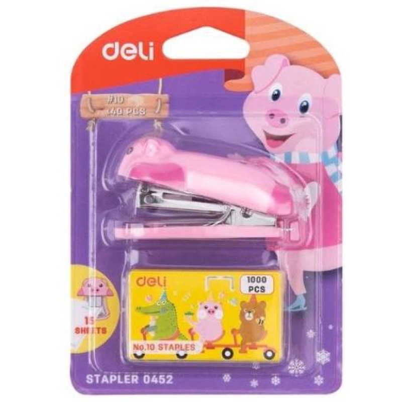 Bấm Kim Số 10 Deli Mẫu Thú Dễ Thương Kèm Hộp Kim