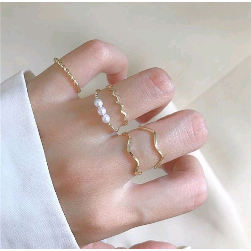 Set 5 Nhẫn Đơn Giản Phong Cách Hàn Quốc
