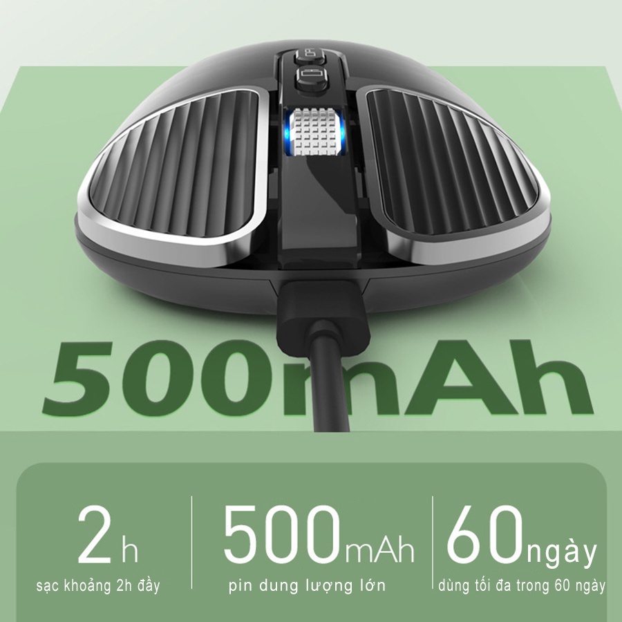 Chuột Không Dây Wifi Bluetooth, Chuột Gaming Pin Dùng Sạc Click Không Gây Tiếng Ồn