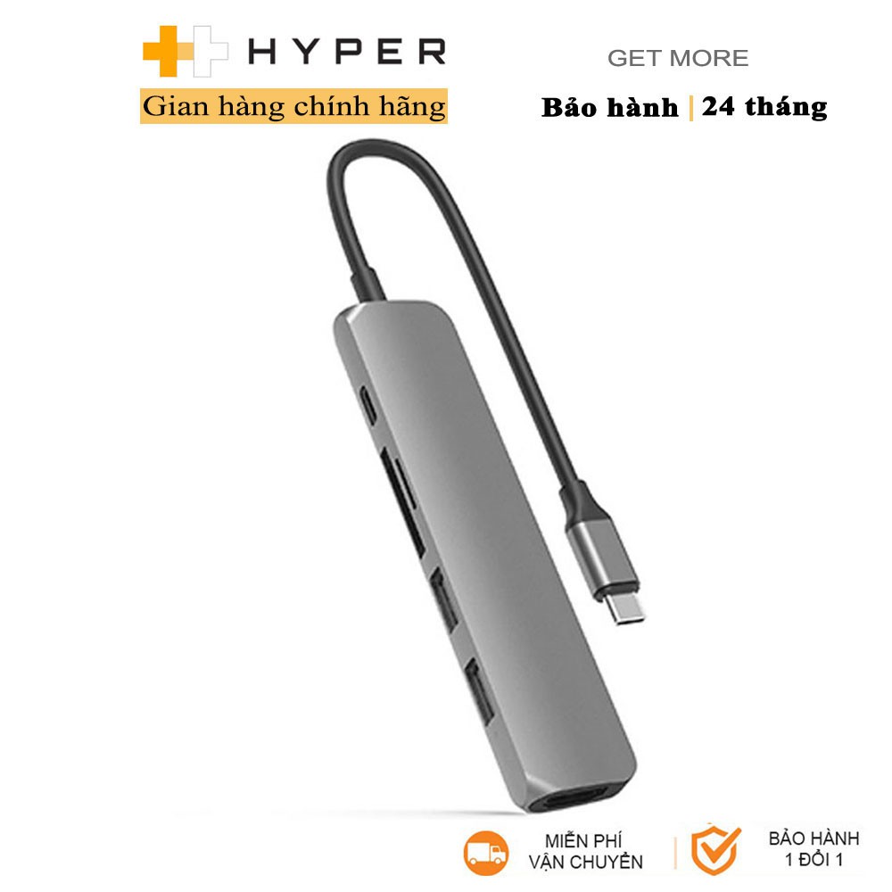 Cổng chuyển HyperDrive BAR 6-in-1 USBB-C Hub cho Macbook, PC & Devices - HD22E