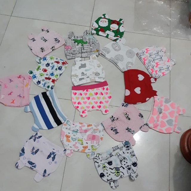 Mũ cotton cho bé trai/gái từ 7-10kg đội vừa vải dày dặn mũ có viền bo bên dưới giữ ấm tốt mũ ôm sát tai bán 12k/1 chiếc