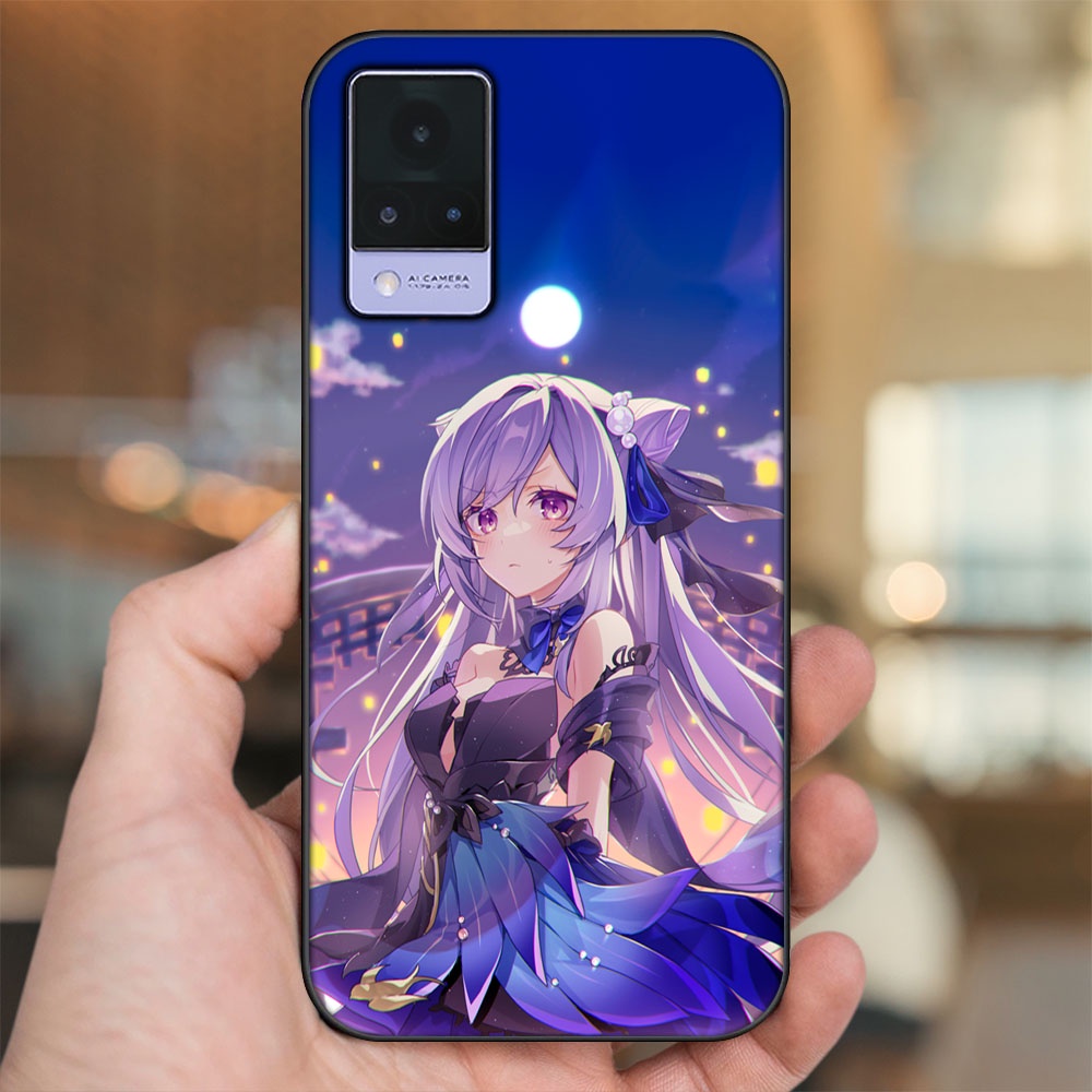 Ốp lưng Vivo V21 viền đen in hình Keqing Genshin Impact