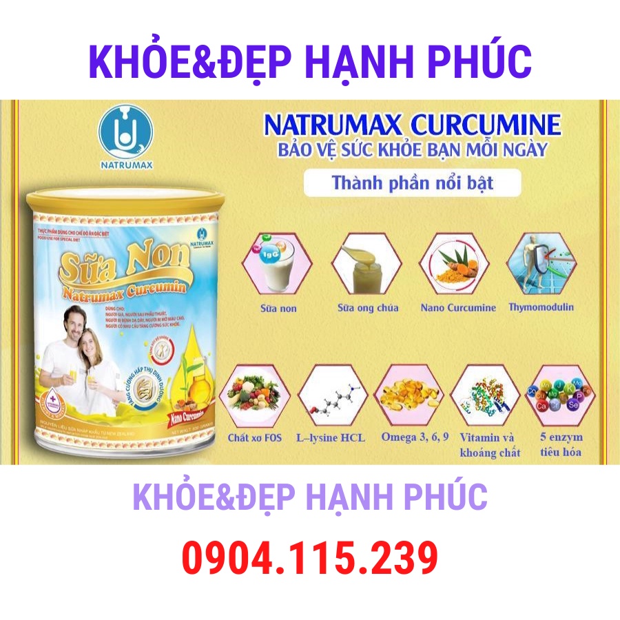 Sữa non natrumax curcumin hỗ trợ dạ dày – 800 gr/hộp