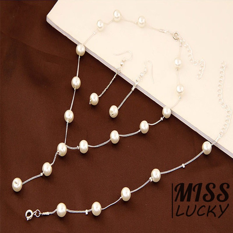 ❤Vòng cổ Và Đôi Khuyên Tai Ngọc Trai Thời Trang Cho Nữ