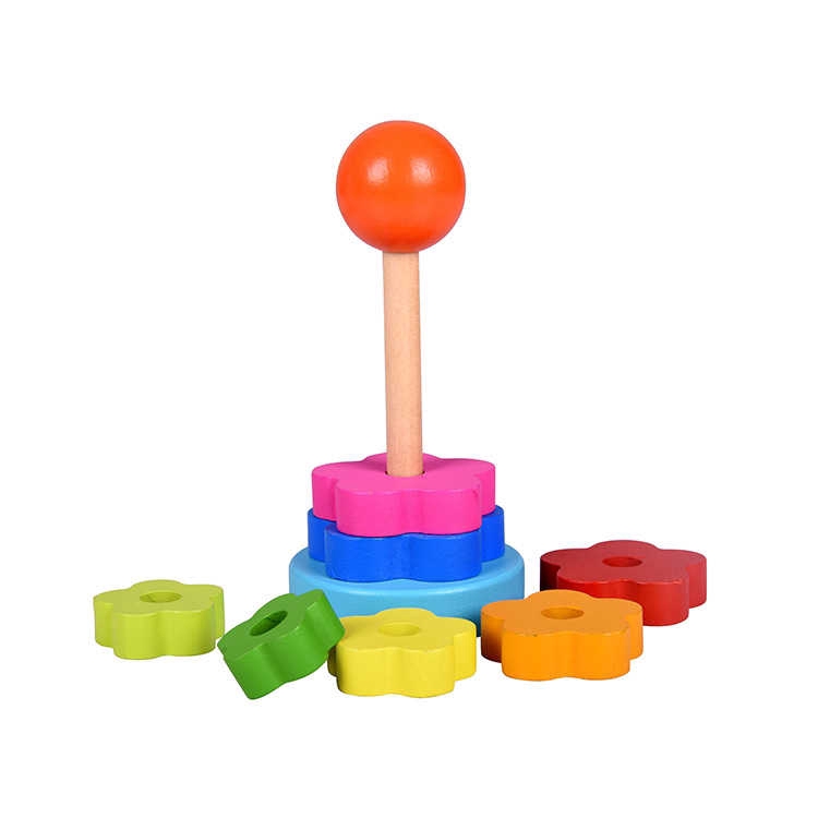 Bộ Đồ Chơi Xếp Tháp Gỗ Nhiều Màu Sắc Dễ Thương Cho Bé 2-3 Tuổi