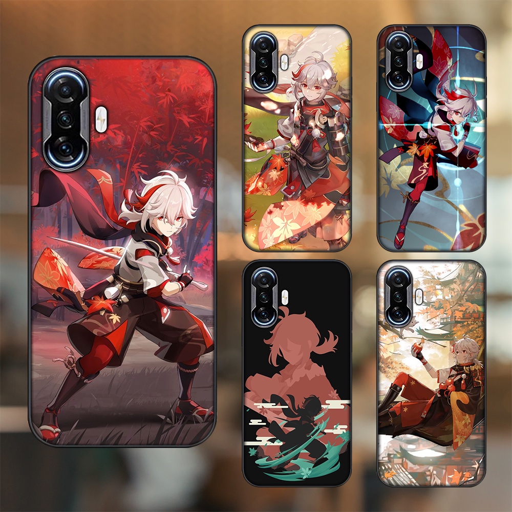 Ốp lưng Xiaomi K40 Gaming viền đen in hình Kazuha Genshin Impact