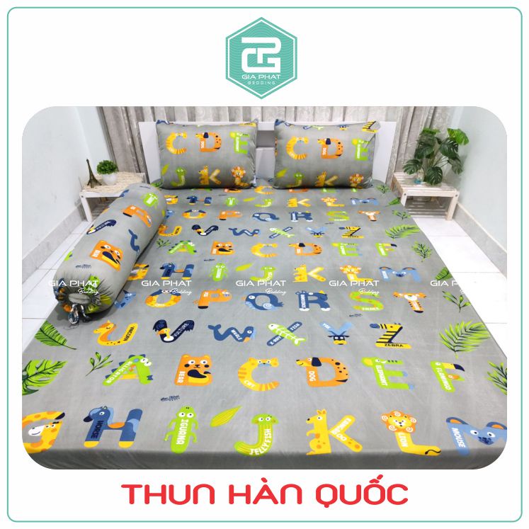 Bộ Ga Giường Thun Lạnh Hàn Quốc 4 Món ( 1 ga bọc + 2 vỏ gối nằm + 1 vỏ gối ôm )