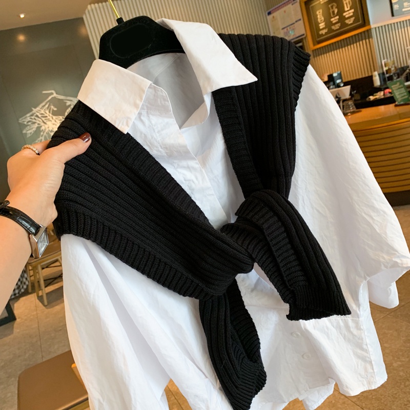 Thời trang của phụ nữ Hàn Quốc khăn choàng dệt kim màu rắn và khăn dệt kim màu đẹp | BigBuy360 - bigbuy360.vn