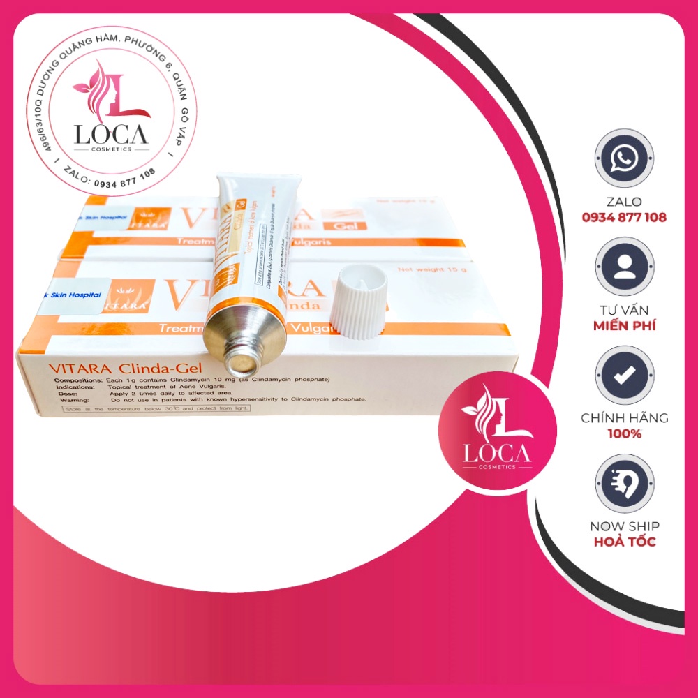 [SẴN AUTH] Vitara Clinda Gel [15g] - Gel hỗ trợ giảm mụn viêm sưng