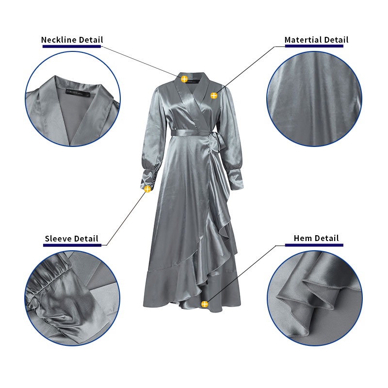 Đầm Zanzea dáng dài kiểu tay dài phối viền bèo nữ tính