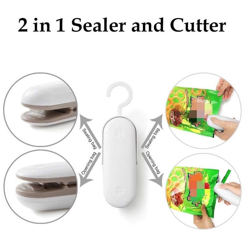 Portable Plastic Bags Heat Sealer / Package Heat Sealer Closer / Mini Handheld Sealing Tool / Plastic Bag Sealer with Cutter / Food Storage Snack Fresh Bag Seale