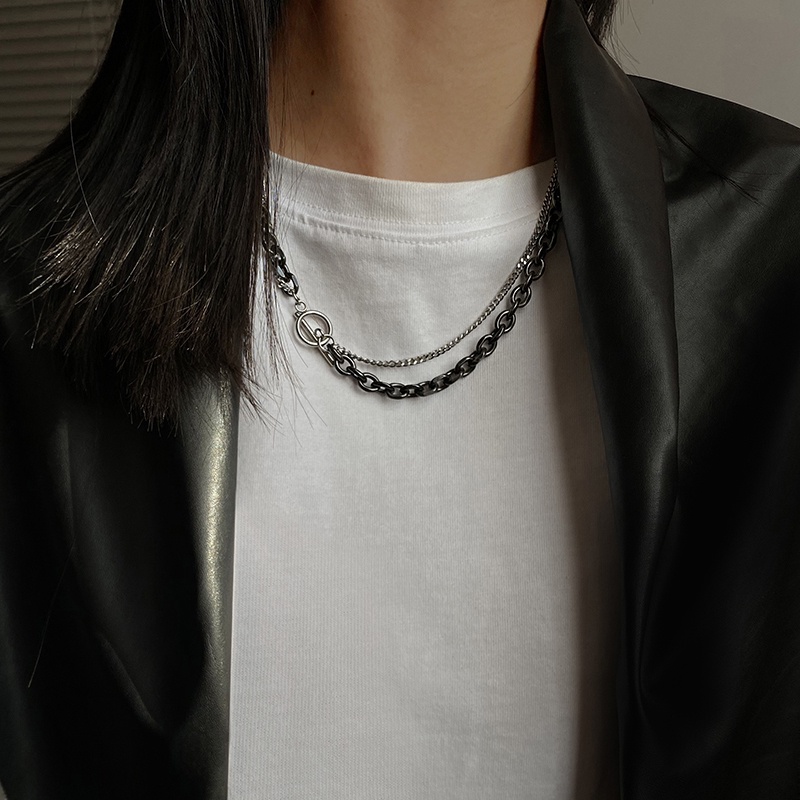 Vòng cổ Hai Lớp Phong Cách hip hop Thời Trang