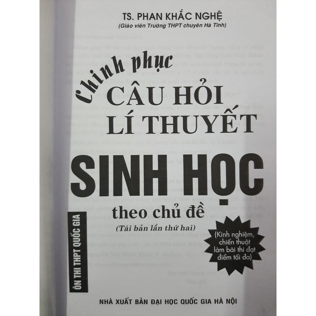 Sách - Chinh phục Câu hỏi lí thuyết Sinh học theo chủ đề