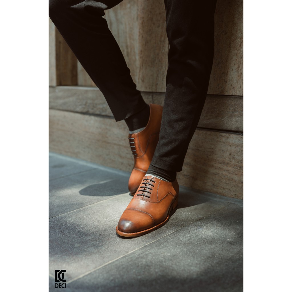 Giày tây công sở DECI cao cấp màu nâu dòng OXFORD ĐẾ DA