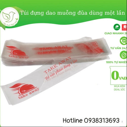 Túi nylon đựng muỗng đũa in hình dùng một lần trong suốt cao cấp 500gr